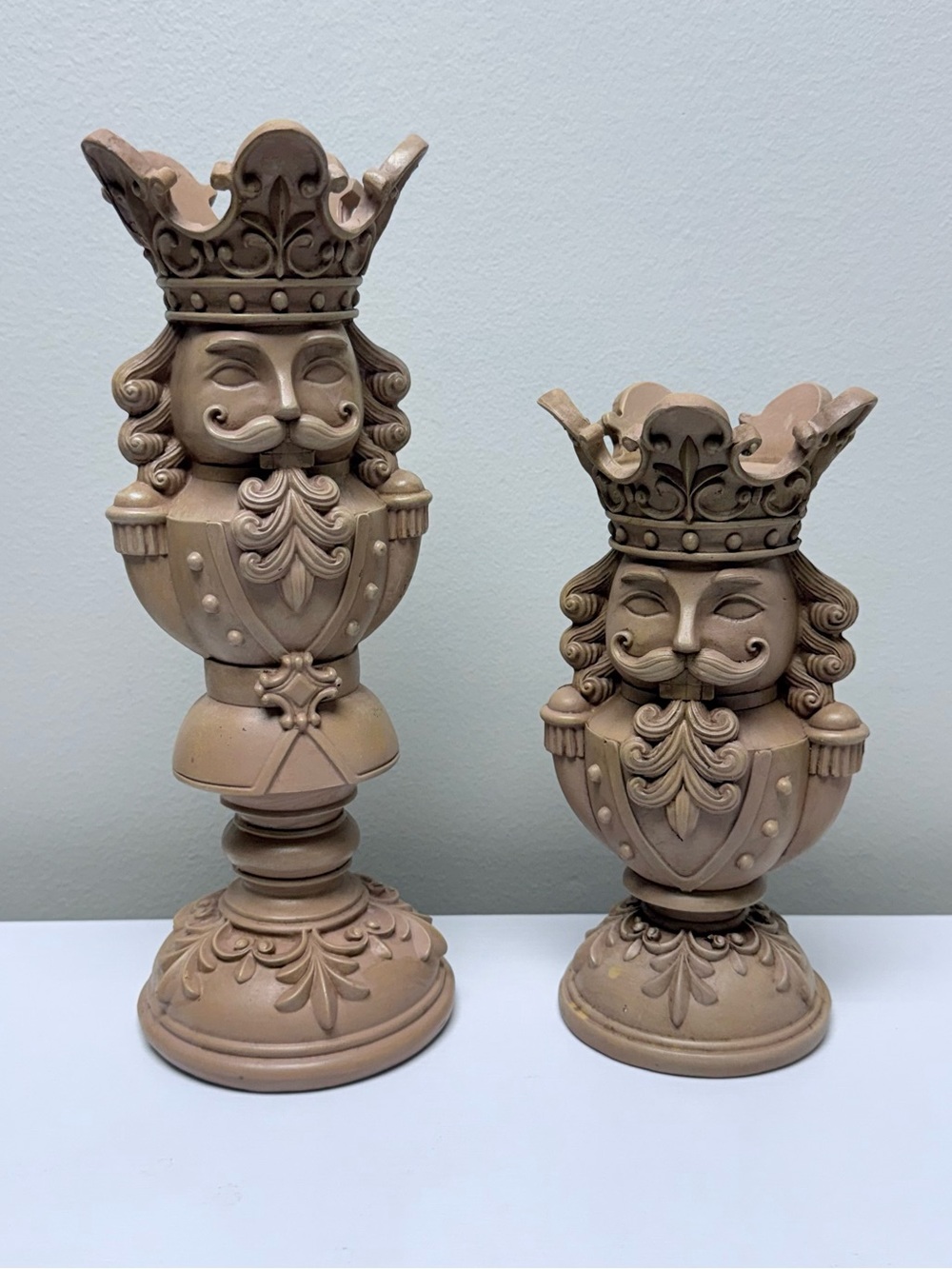 New! Nutcracker Bust Pillar Candle Holders Set of 2 Christmas Decor Holiday Time